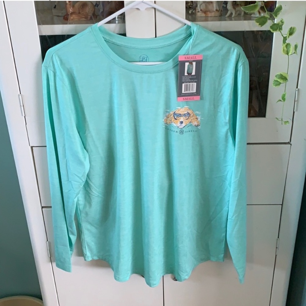 Lauren James sz S long sleeve dog t-shirt NWT color is mint